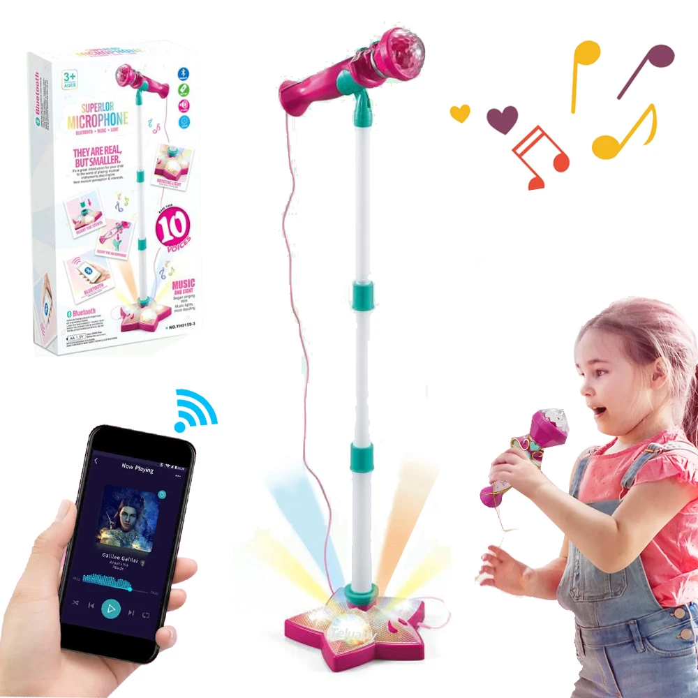 

Bluetooth Karaoke Microphone for Kids Mic with Stand Music Instrument Toys Educational Toy Birthday Gift for Girl Boy