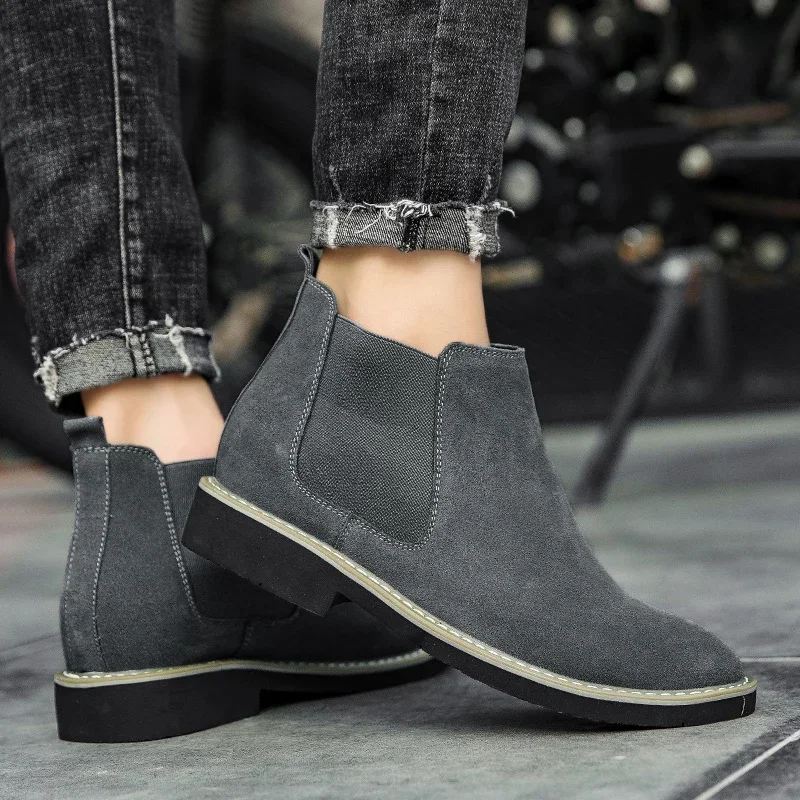 

Winter Boots for Men Luxury Brands Comfortable Business Work Men Shoes Wear Resistant Autumn Casual Leather Velvet Chelsea Boots