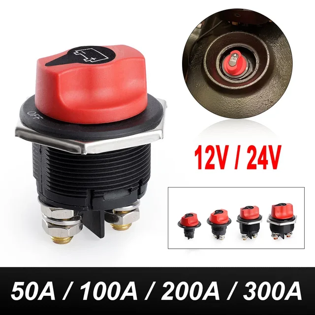 50A 100A 200A 300A For Car Motorcycle Truck Boat Car Battery Switch 32V DC Disconnecter Power Isolator Cut Off Rally Switch Kit