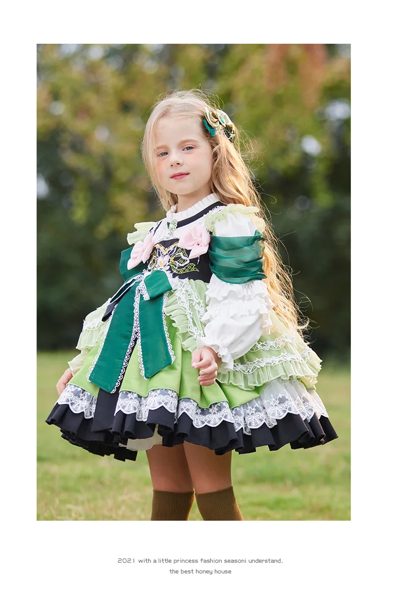 Herbst Winter Neue Mädchen Lolita Kleid Mädchen High End Gestickte Prinzessin Kleider Spitze Spleißen Ballkleid für Kinder Kinder – Detail 8
