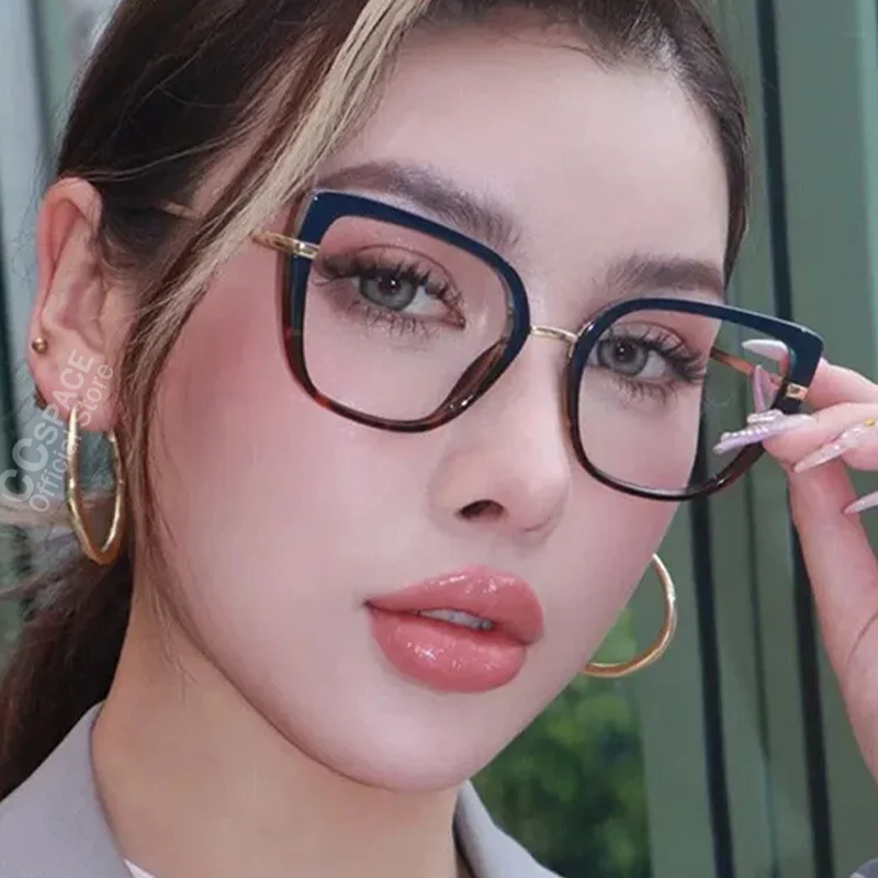 Cat Eye Plastic Titanium Anti Blue Glasses Frames Ultralight Women Optical Fashion Computer Glasses 48262