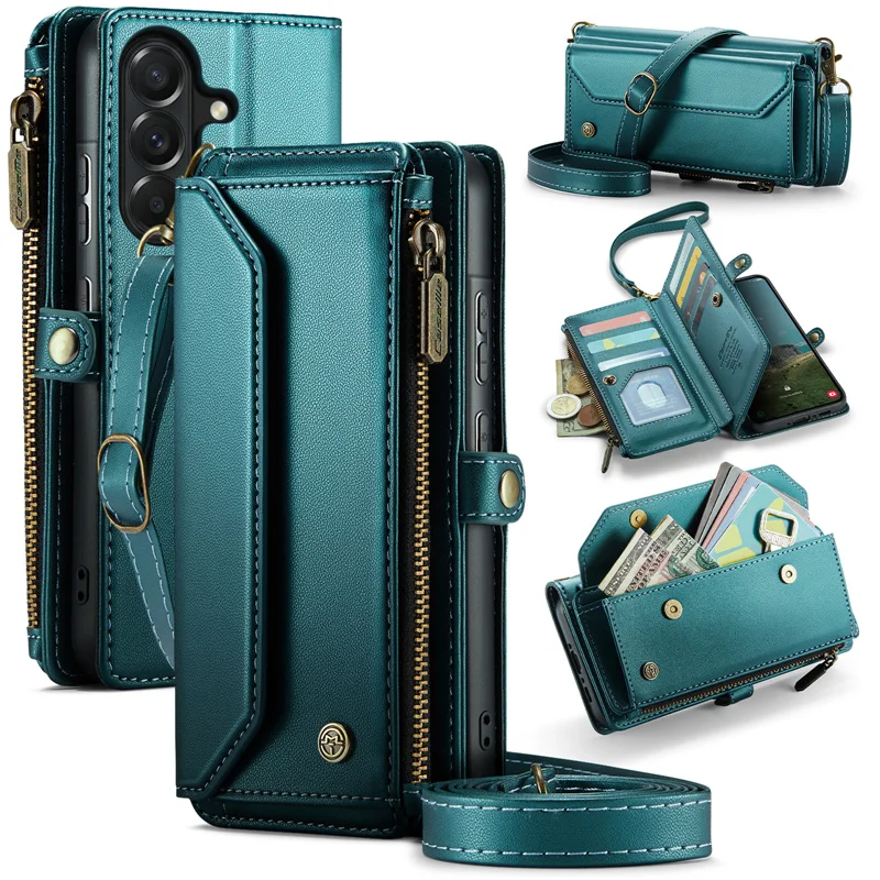 Luxurious Flip Leather Phone Case with Zipper Wallet and Card Holder