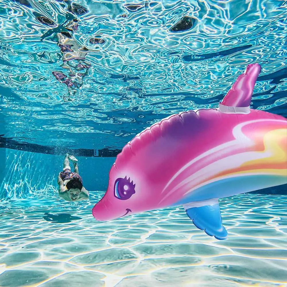 Colorful Inflatable Dolphin Pool Beach Swimming Game Toy Pool Float Water Sports Inflatable Toys for Kids Gifts 5