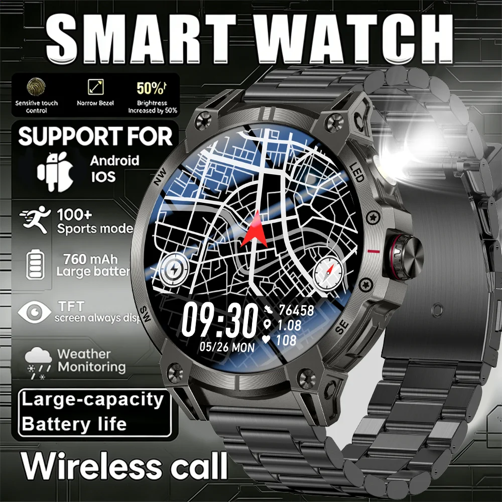 2026 New Men GPS Track Smart Watch 1.8 Inch Ultra HD AMOLED Screen 760 Mah Battery Bluetooth Call Smartwatch For Android IOS 1