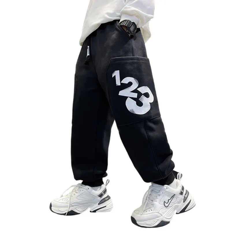 

New Winter Fashion Boys Fleece Sport Pants Casual Children Long Trousers Warm Outdoor Sweatpants for Kids 5 7 8 9 11 13 14Years