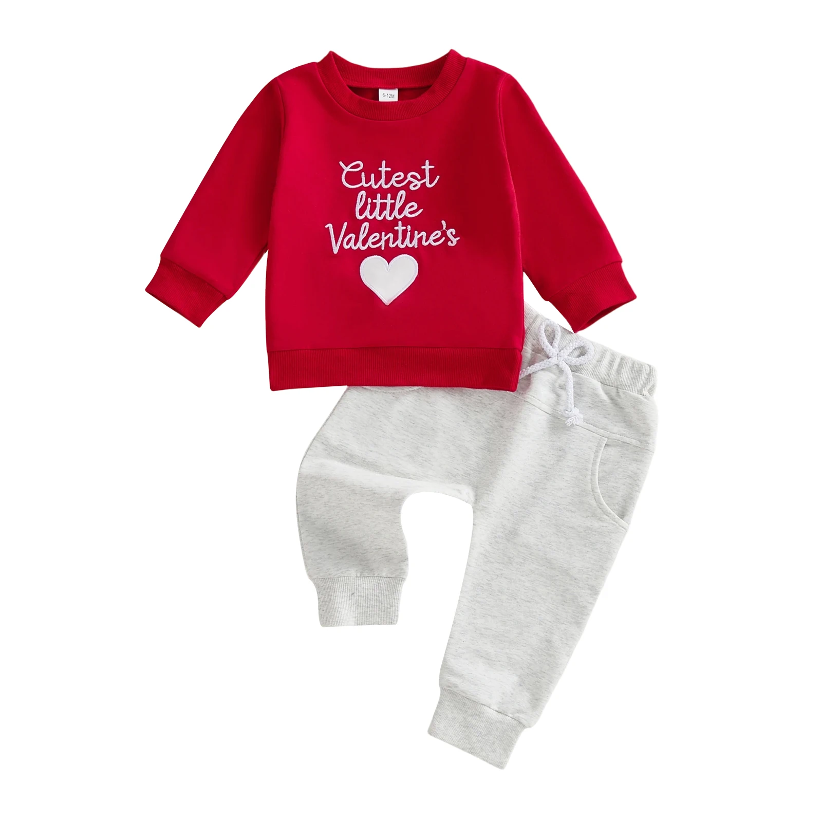 Toddler 2-Piece Valentine s Day Ensemble with Heart Print Sweatshirt and Matching Pants - Adorable Kids Outfit for the Holiday