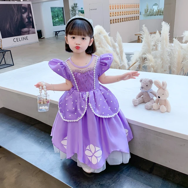 Disney meninas princesa sofia vestido festa de aniversário traje
