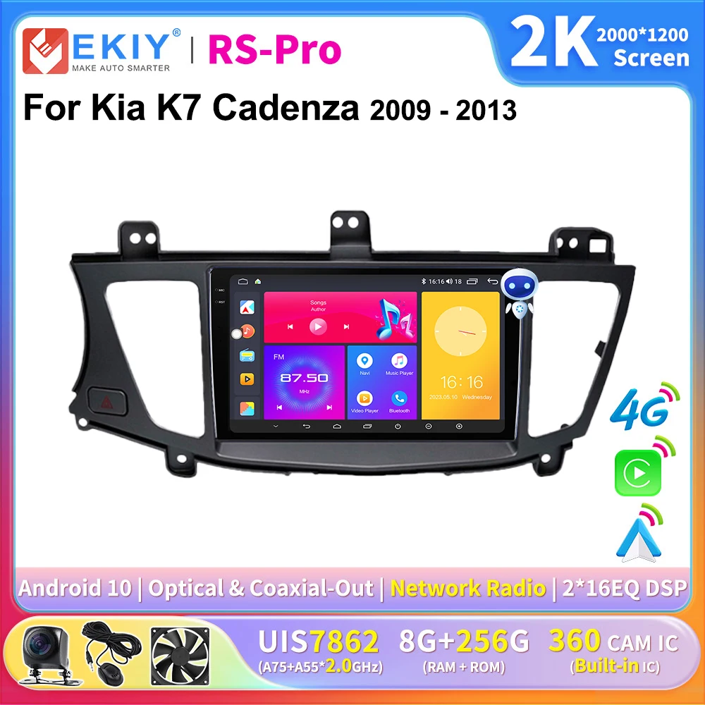 

EKIY 2K Screen CarPlay Radio For Kia K7 Cadenza 2009-2013 Android Auto 4G Car Multimedia Player Stereo GPS Navigation Ai Voice