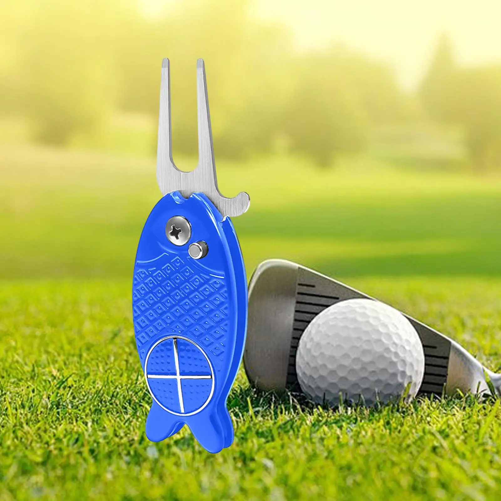 Golf Divot Repair Tool Stainless Steel for Golfers Equipment Foldable Durable Portable Golf Putting Green Fork Golf Pitch Fork
