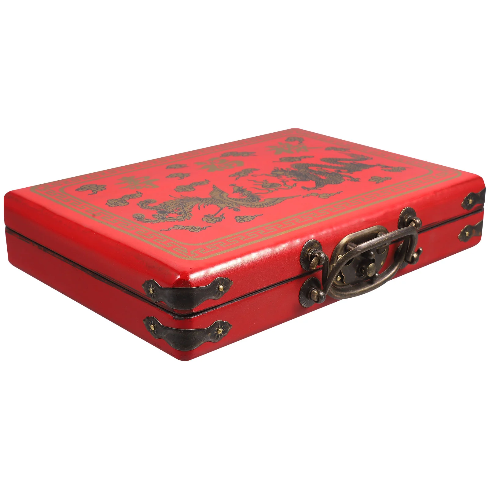 Large Capacity Mahjong Box Mahjong Box Wooden Retro Case Handheld Storage Chess Games Entertainment Carrying Handle
