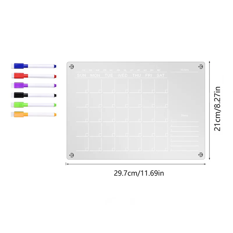Transparent Acrylic Magnetic Calendar For Fridge Dry Erase Board Planner Schedule To Do List