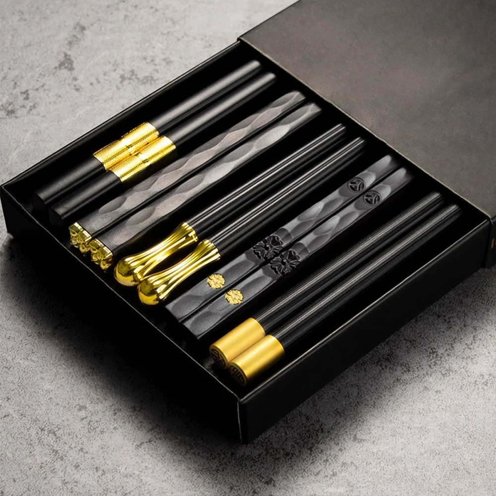 5 Pairs Non Slip Sushi Chopsticks Japanese Chinese Korean