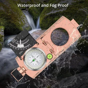 Professional Compass Metal Waterproof IP65 Compass Sighting Clinometer Lensatic Compass with Pouch & Lanyard for Camping Hiking 4