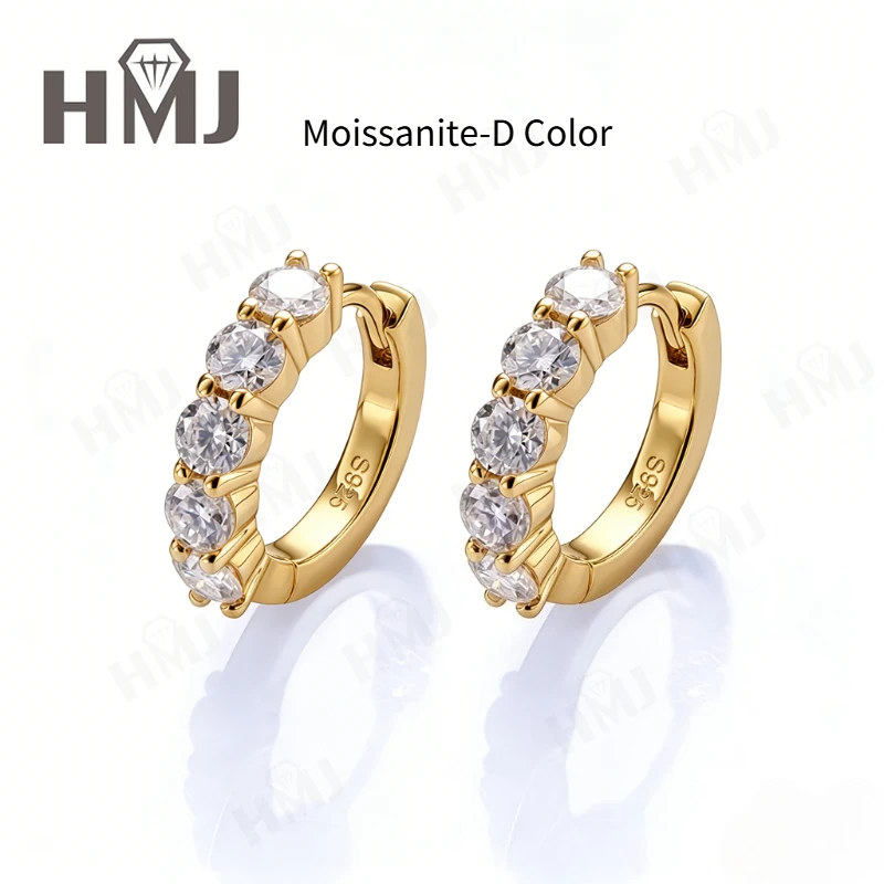 925 Sterling Silber Ohrringe Moissanit & Laborgezüchteter Edelstein VVS1 Runder Brillantschliff Feiner Schmuck Geschenk für Frauen Jubiläum – Detail 7