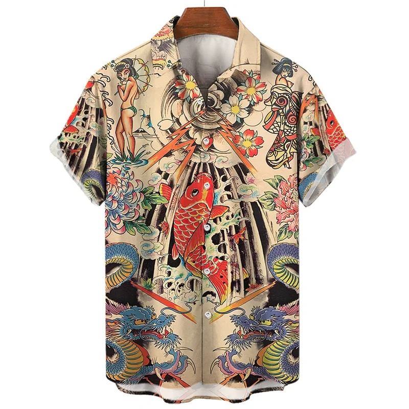 

Men's Summer Floral Oversized Hawaiian Short Sleeve Shirt Y2k Casual Goth Custom Human Elements Street Style Original Clothing