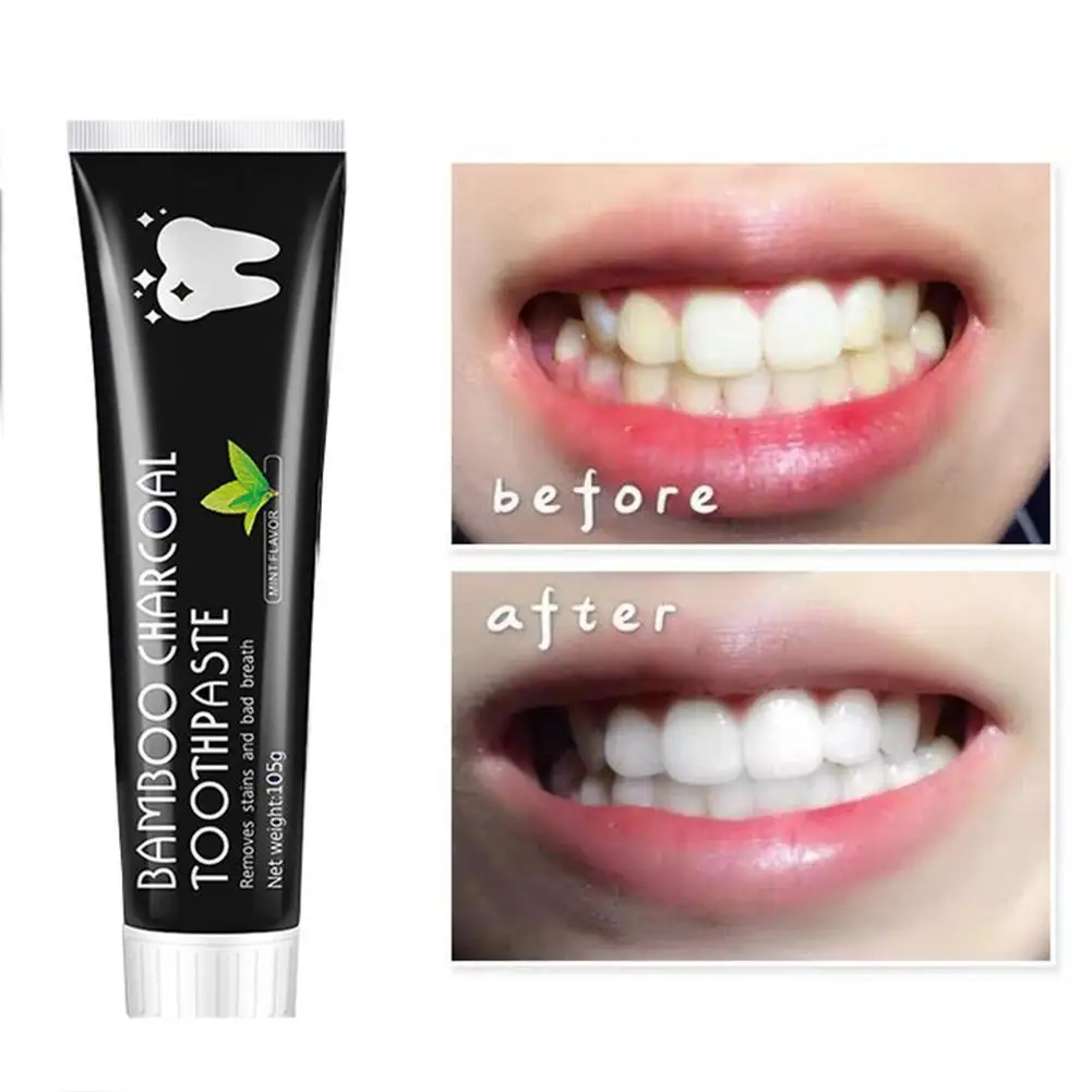 

Bamboo Charcoal Black Toothpaste Deep Clean Mint Flavor Teeth Whitening Bad Breath Stains Care Beauty Health Maquiagem 105g NEW