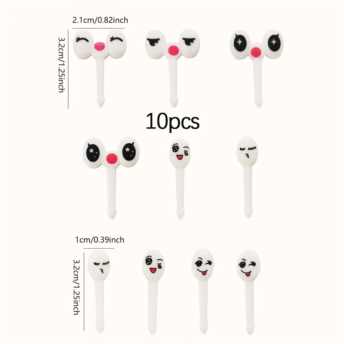 10pcs/set Mini Eye Cartoon Expression Fruit Fork Plastic Fruit Toothpick For Children Harmless