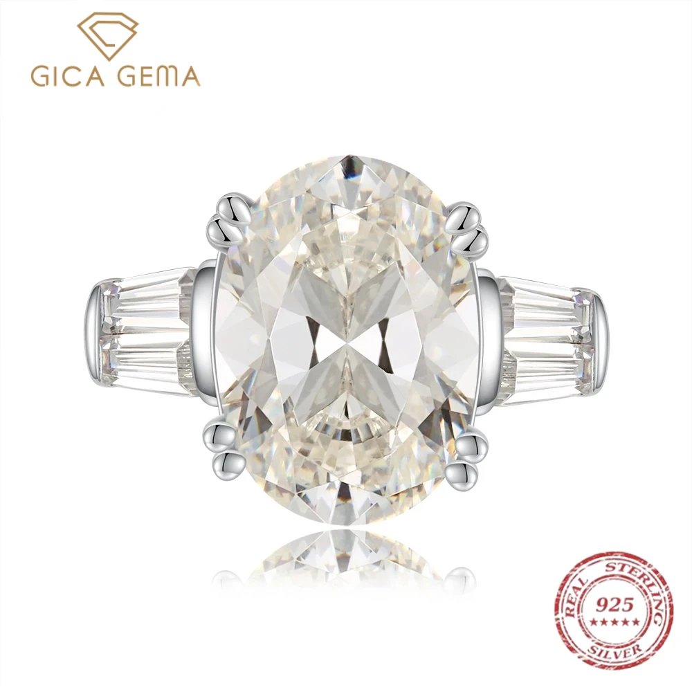 

Gica Gema Luxury Real 925 Sterling Silver 3EX Oval Cut 6CT Created Moissanite Pink Yellow Diamond Ring For Women Jewelry Gifts