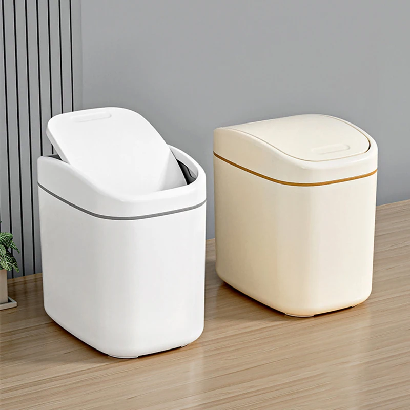 Plastic Dustbin Shake Cover Desktop Trash Can Small Mini Garbage Can For Home Office Waste Bins Household Cleaning
