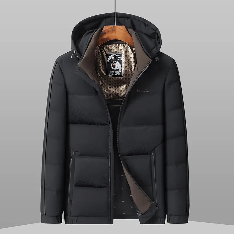 Men's Down Jacket 90% White Duck Down Mid-length Lightweight Padding Winter Cold Clothes Coat