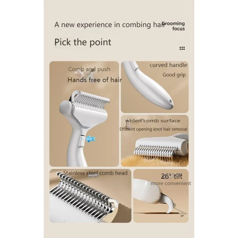 Pet Detangling Comb - Stainless Steel Grooming Tool for Cats & Dogs, Anti-Tangle Shedding Brush with Thinning Function