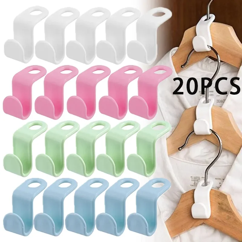 50pcs/set Mini Clothes Hanger Connector Hooks Storage Holder Clothe Hanging Hanger  Connection Hook Space Saving Linked Hook