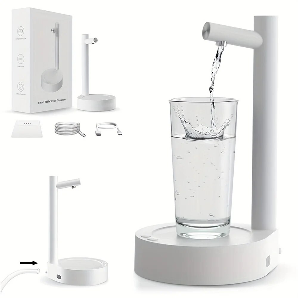  Desktop Water Bottle Dispenser Automatic Smart Electric Water Dispensers for 5 Gallon & Universal Bottles USB Charging 7 Levels 