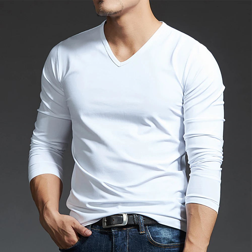 

Mens Thermal Underwear Long Sleeves Warmer Muscle V-Neck Slim Blouse Activewear Tops Tee Undershirt Inner Wear Basic Clothing