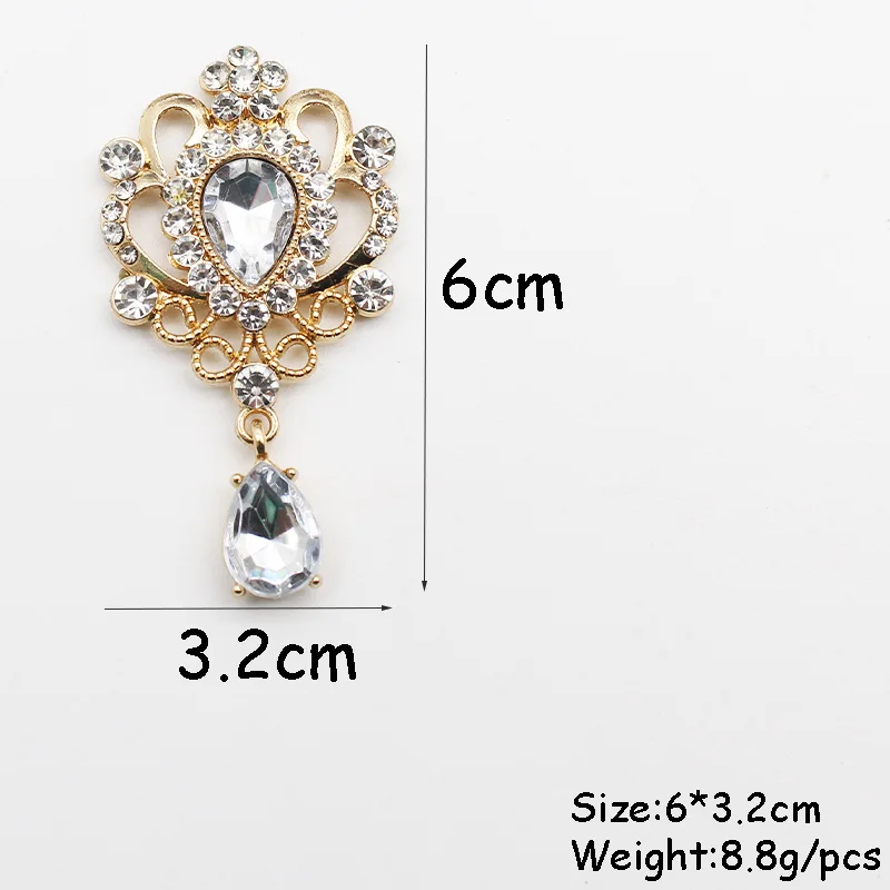 32*60mm Droplet diamond pendant accessories, flat bottom brooch accessories, DIY accessories, headwear accessories 5PCS