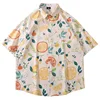 Men Street Fashion Summer Daily Shirt Hawaiian Cartoon Print Casual Loose Shirts Short Sleeve Beach Loose Tops 6