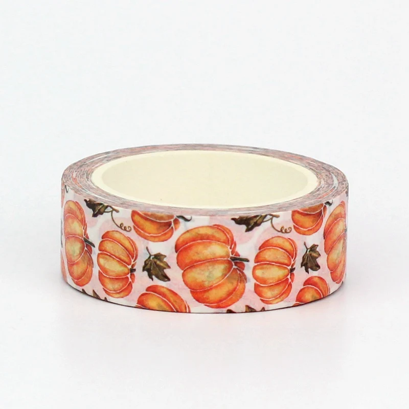 NEW 1X 10M Deco Pumpkin and Green Leaf Autumn Washi Tape for Scrapbooking Planner Masking Tape Kawaii Papeleria 2
