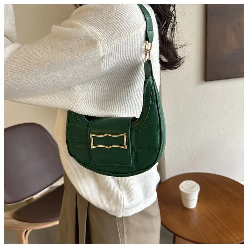 

Female Underarm Shoulder Bag PU Leather Crescent Bag New Trend Solid Color Commute Bag Handbag Ladies Bag Women's Small Tote Bag