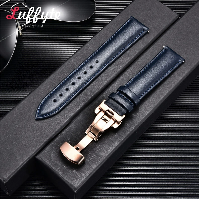 Luxury Leather Watch Band - Premium 20mm/22mm Strap Replacement