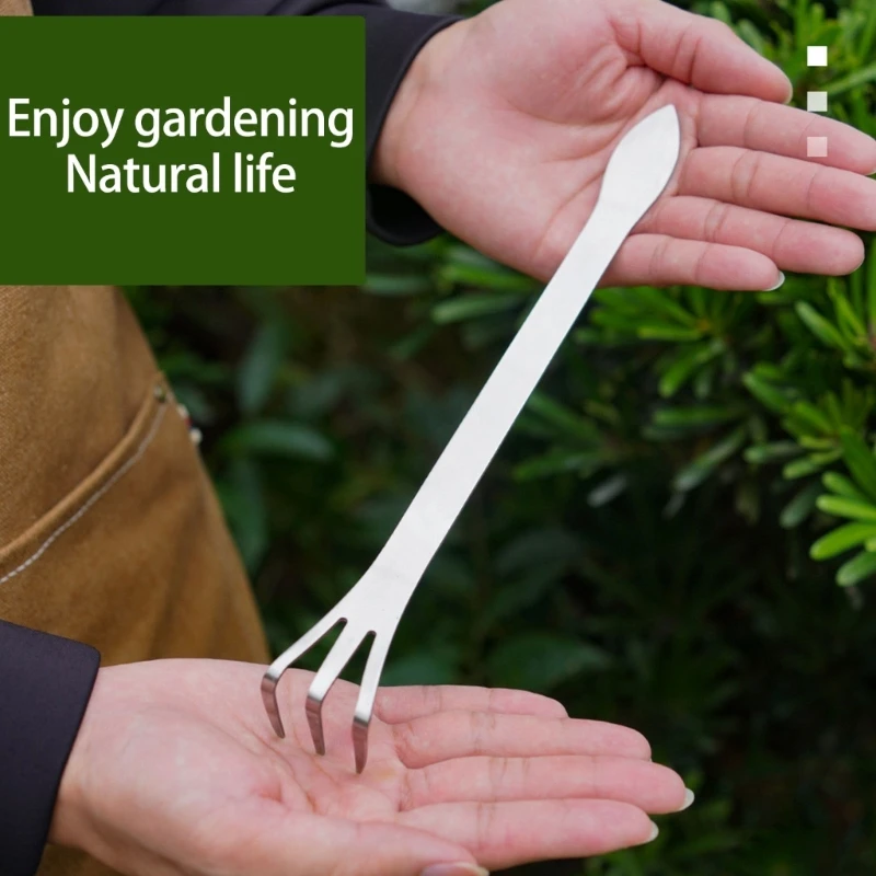 1/2Pcs Multifunctional Stainless Steel Bonsai Rakes 3 Prong Root Rakes for Soil Loosening and Transplanting Garden Tool D2RD