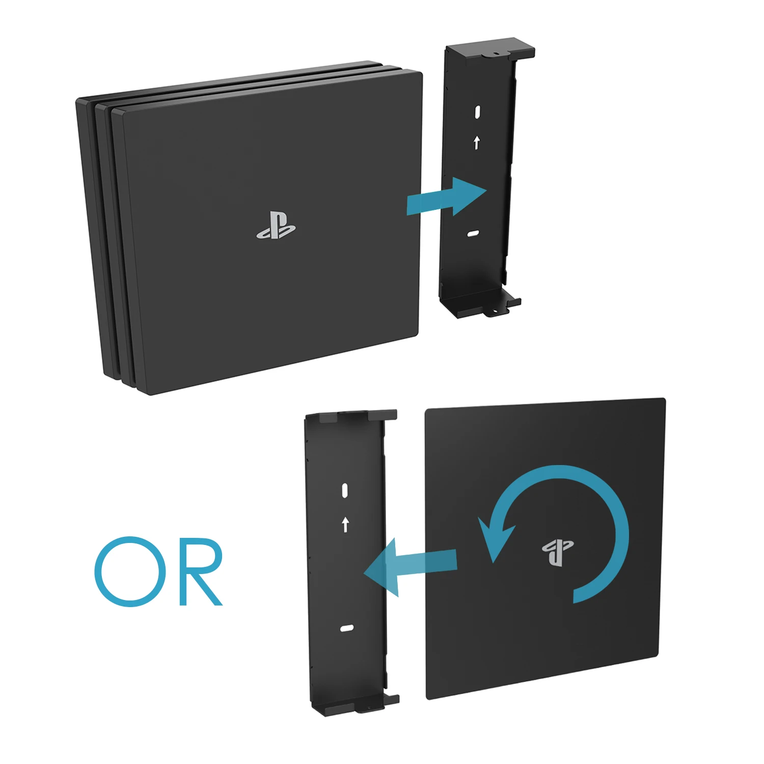Set of Wall Brackets For PS4 SLIM PlayStation 4 Console In Black Set of Wall Brackets For PS4 SLIM PlayStation 4 Console In Black