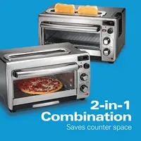 Beach 2-in-1 Countertop Toaster Oven and Long Slot 2 Slice Toaster, 60 Minute Timer and Automatic Shut Off, Shade Selec 2