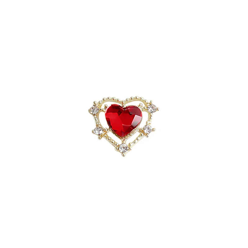 10PCS Nail Art lega oro argento Hollow Macaron Heart strass Gem accessori Luxury French Princess Metal Decoration Charms
