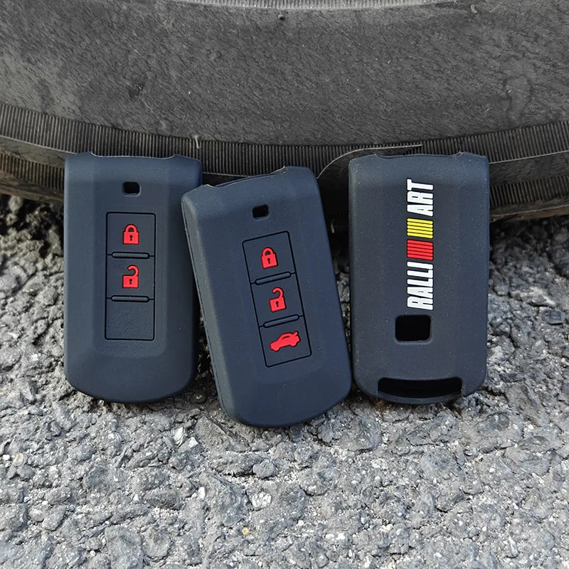 Key Case For MITSUBISHI Ralliart OUTLANDER Lancer EX ASX Colt Grandis Pajero Sport Remote holder Silicone Key FOB Protect Case Cover Skin