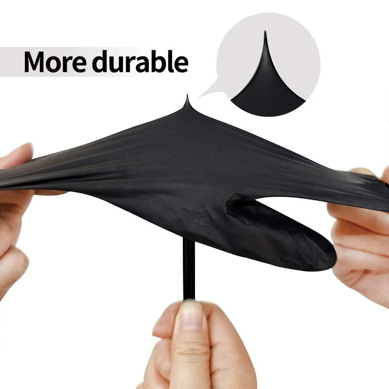 Description Picture 6 of item50/100PCS Black Nitrile Disposable Gloves Non-Sterile Texture Kitchen Cleaning Gloves Tattoo Esthetician Hair Dye Nail Gloves