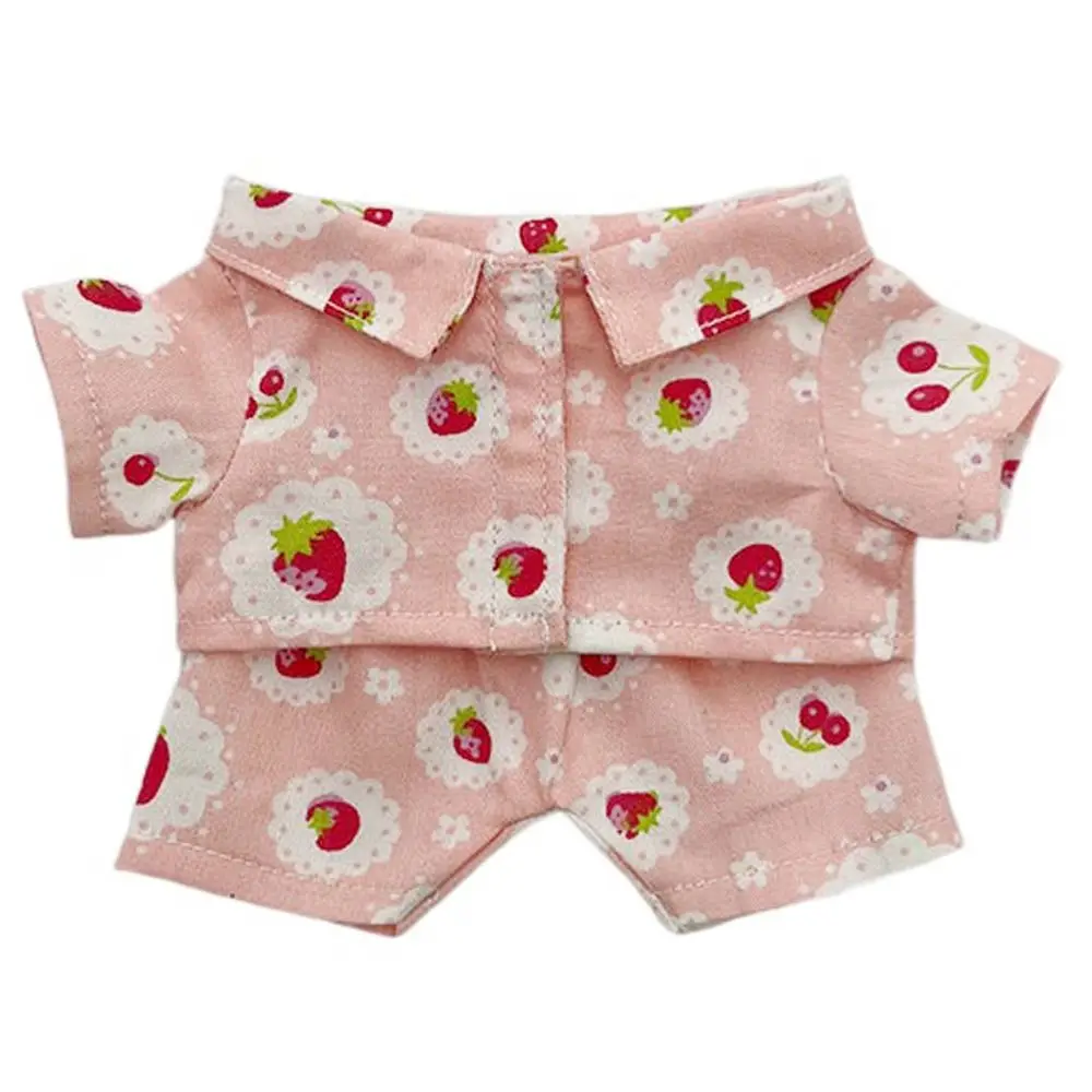 20CM Plush Doll Clothes Suit Fruit Animals Printing Lapel Shirt Pants Casual Wears Cotton Stuffed Toys Idol Dolls Accessories 4