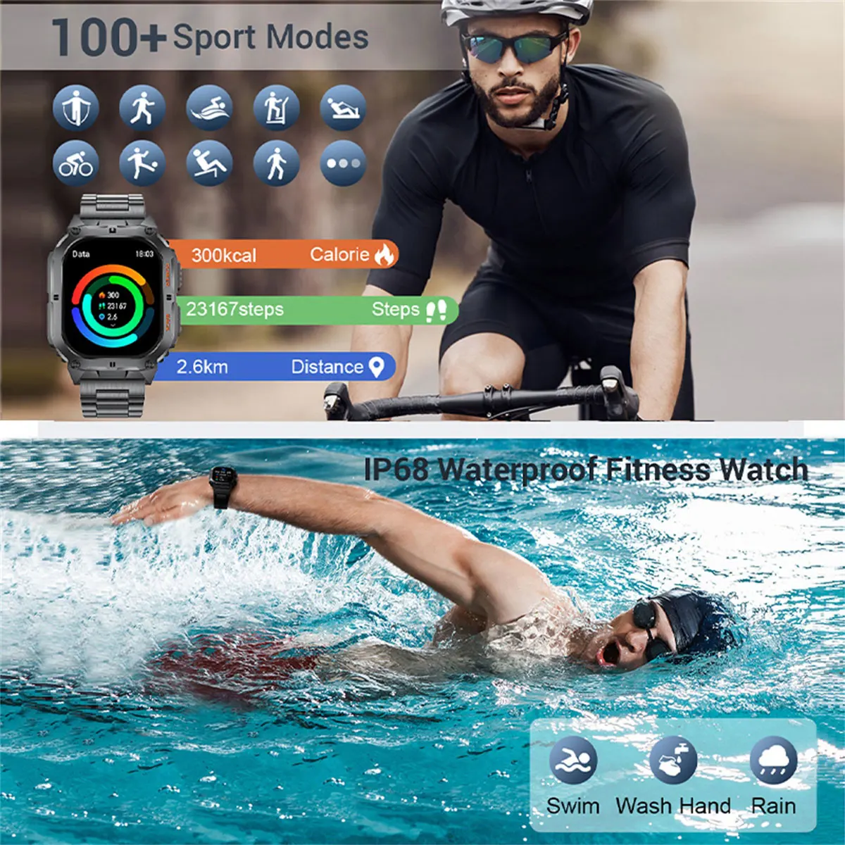 LIGE Smart Watch Bluetooth Call 2025 Men Sports Fitness Tracker Heart Monitor 1.96 Inch HD AMOLED Smartwatch For Android IOS K61