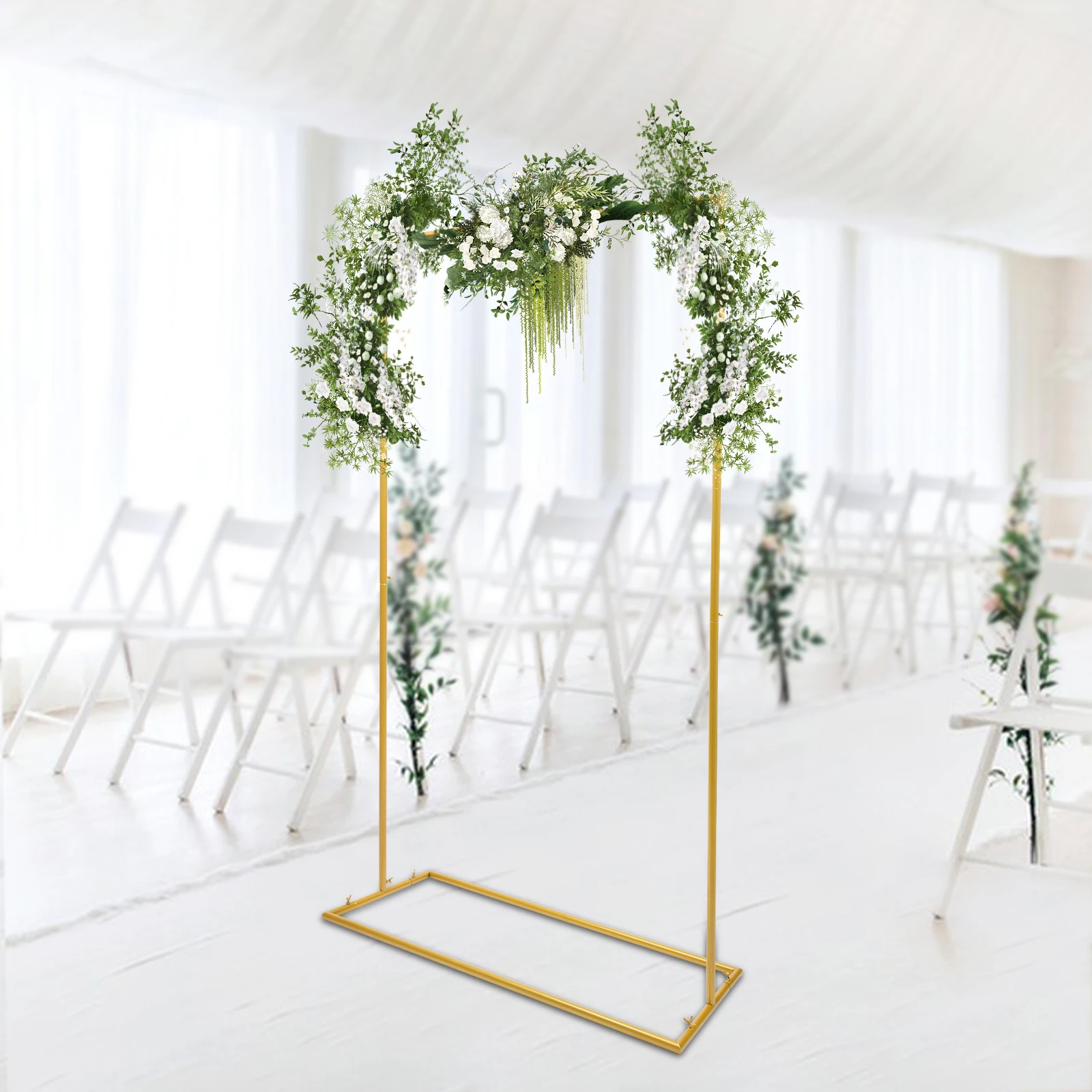 Gold Wedding Stand Carbon Steel Square Flowers Stand Balloons Bracket for Garden Weddings Decoration