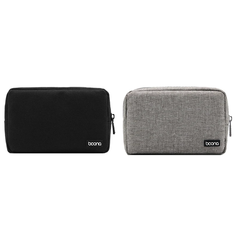 BOONA 2PCS Storage Bag Multifunctional Storage Bag For Laptop Power Adapter Power Bank Data Cable Charger, Black & Gray cable bag multi function travel digital storage bag mobile power bank headset u disk data cable storage bag usb gadget organizer