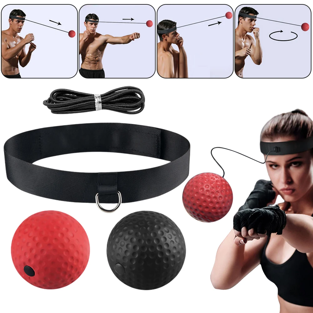 Boxing Reflex Speed Ball with Headband Stress Relief PU Training Hand Eye Coordination for Adult Kids