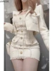 Korean Style Elegant Vintage Two Piece Set Women Sweet Woolen Short Jackets Tassel Design Mini Dress Suit Female Fashion Outfitn 6