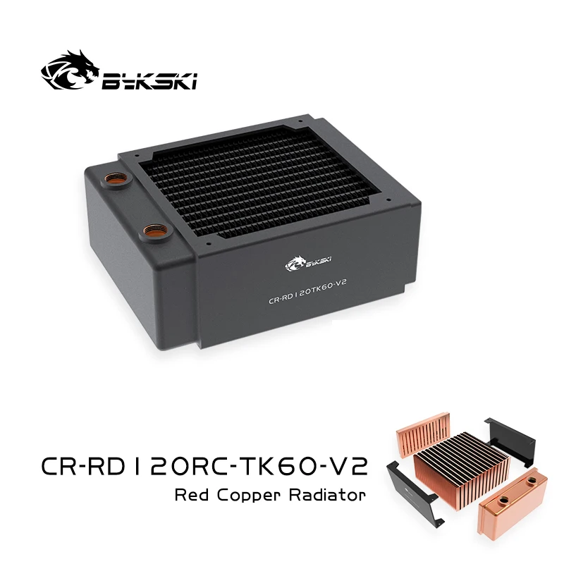 Bykski 赤銅 ラジエーター360 60mm Bykski 80mm x 60mm RC Series Radiator, 80mm x 4, Quad Fan