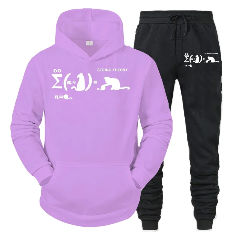 thumbnail image 1 of Conjunto de ropa deportiva para hombre con estampado de gato y mecánica cuántica, sudadera con capucha y pantalones deportivos divertidos, conjunto para correr en la calle, 1 of 5