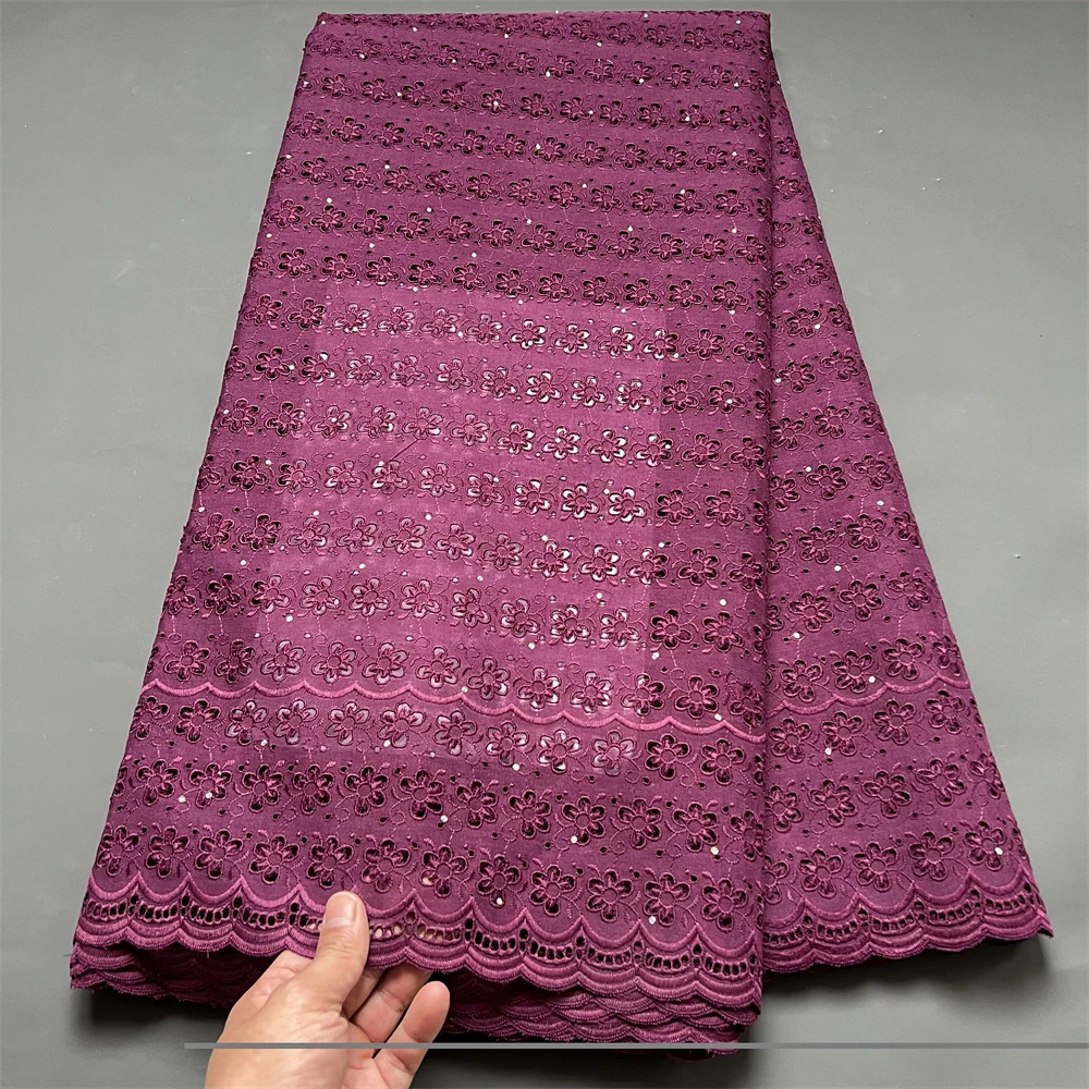 

2023 Latest High Quality African Nigerian Pure Tulle Damask Lace Fabric Embroidery Party Dress Sequins Cotton Cloth 5yards