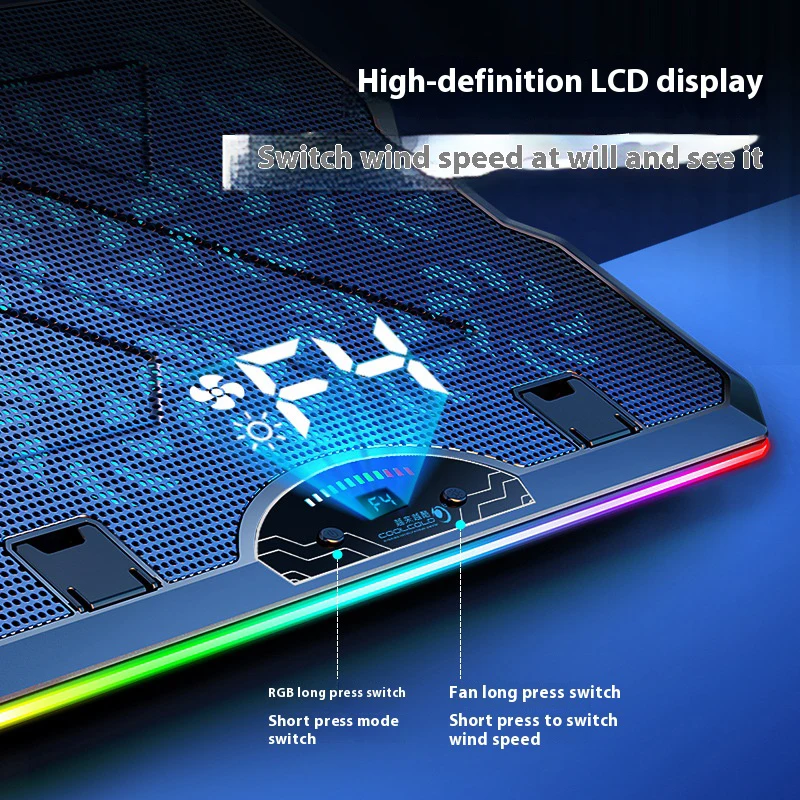 COOLCOLD F15 Gaming RGB Laptop Cooling Pad 15 Quiet Fans For 12-17.3 Inch With USB TYPE-C Port Notebook Cooler Stand_voghion.com