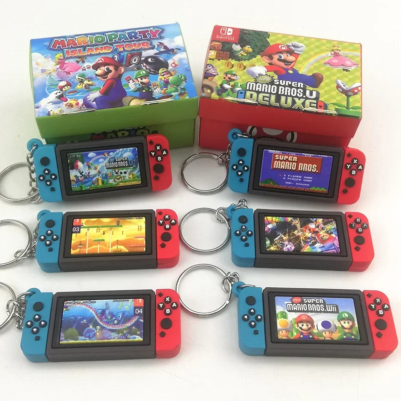 Super Mario Bros Game  Switch Console Keychain Children's Schoolbag Car Key Pendant Ring Holder Trinkets Accessory Jewelry Gifts